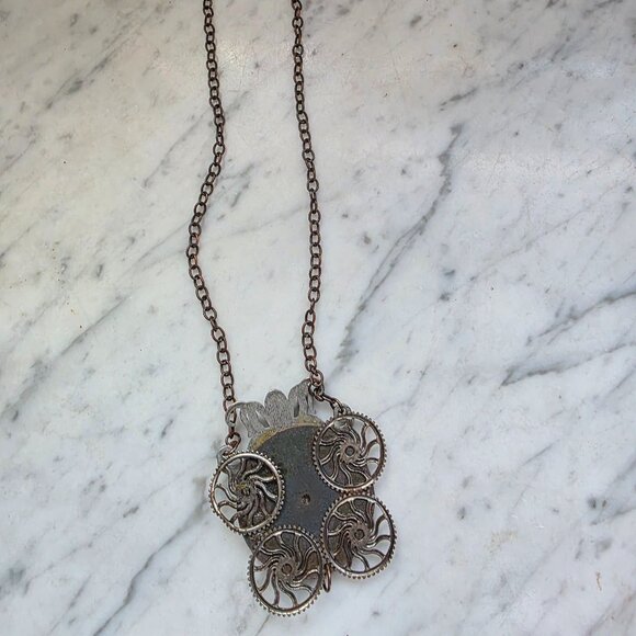 Steampunk Octopus Clock Necklace Sun Face Gear Pendant Statement Jewelry - Picture 2 of 6